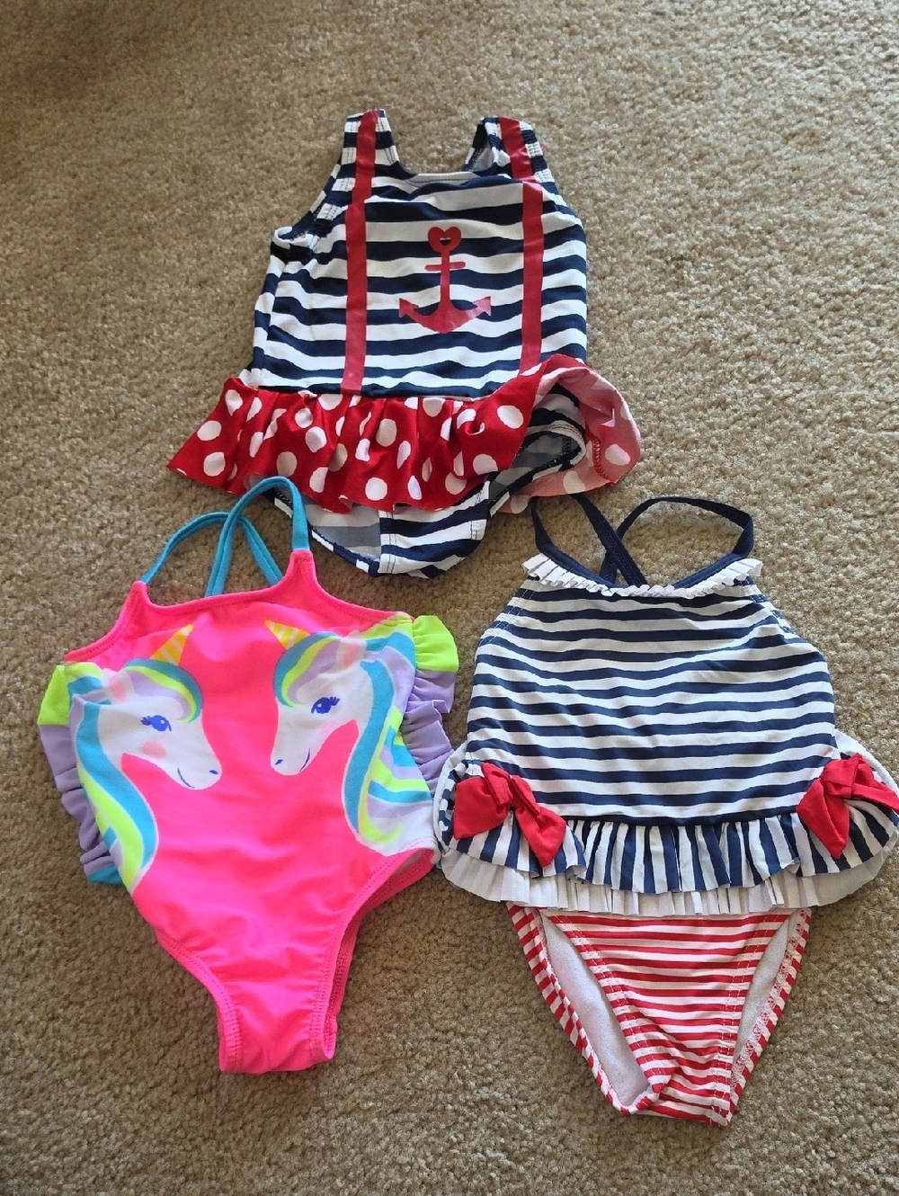 Baby Girls Patriotic Unicorn One Piece Swimsuit Bundle Size 12 Months